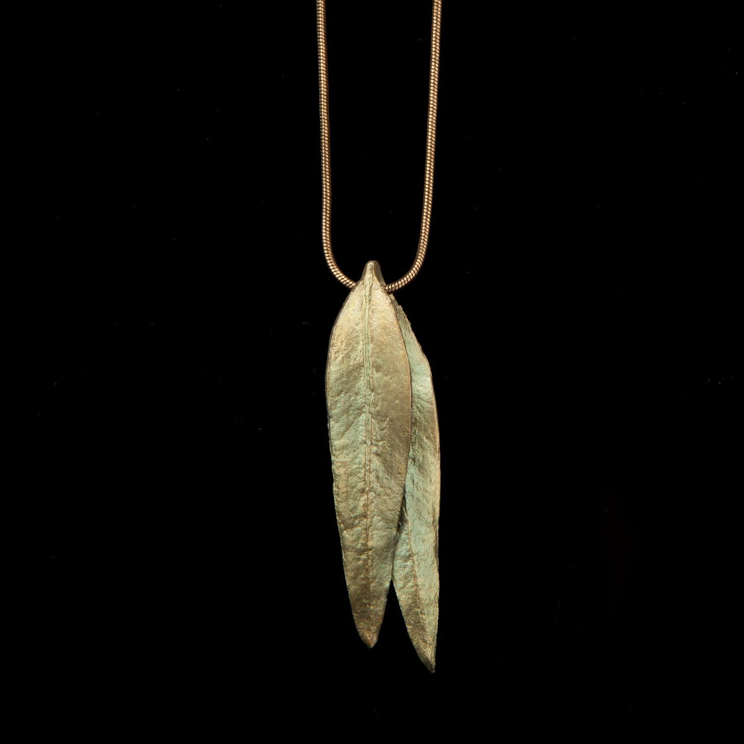 Eucalyptus Long Double Leaf Pendant - Michael Michaud Jewellery