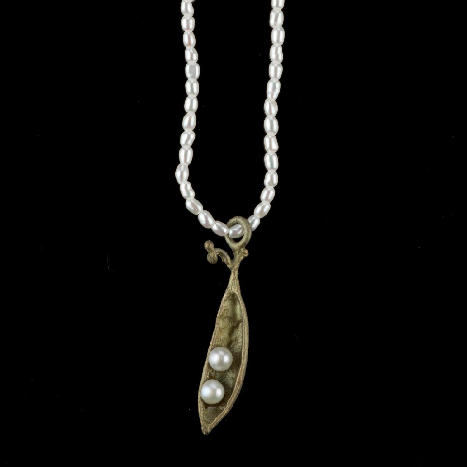 Pea Pod Petite Pearl Pendant - 2 Pearls - Michael Michaud Jewellery