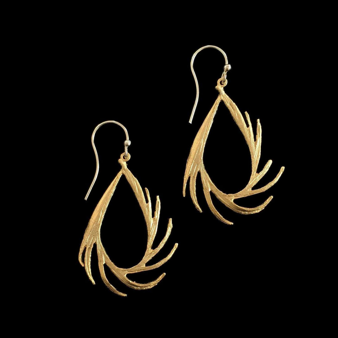 Feather Earring - Small Teardrop Wire Gold - Michael Michaud Jewellery