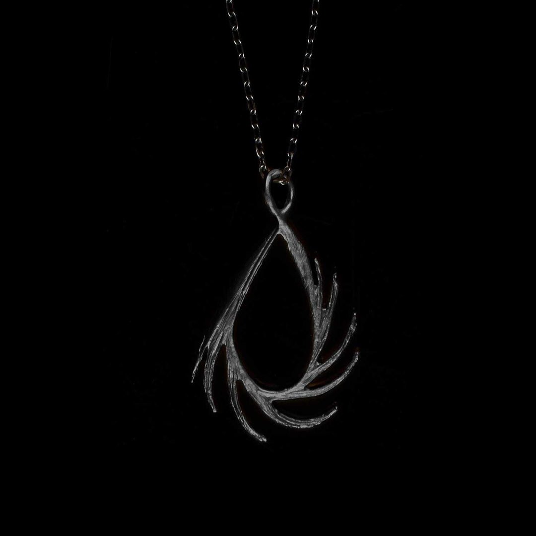 Feather Pendant - Small Teardrop Gunmetal - Michael Michaud Jewellery