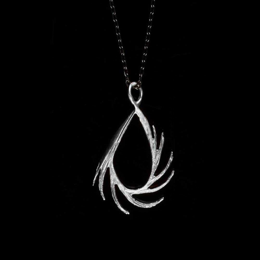 Feather Pendant - Small Teardrop Silver - Michael Michaud Jewellery