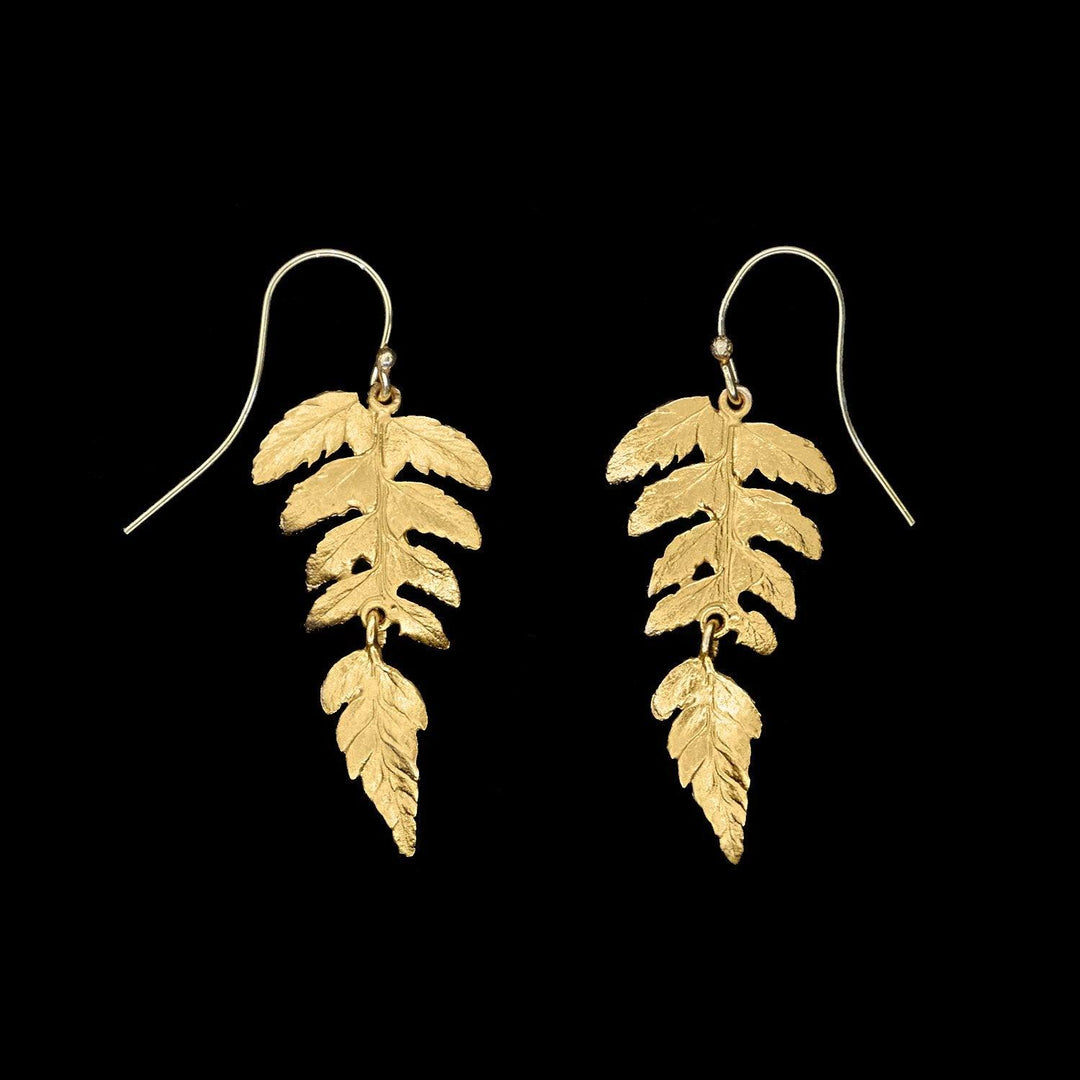 Fine Fern Earrings - Single Leaf Wire - Michael Michaud Jewellery