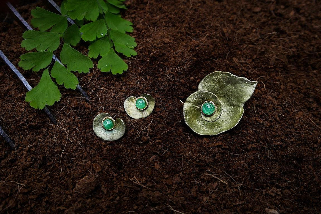 Spiral Geranium Earrings with Emeralds - Michael Michaud Jewellery