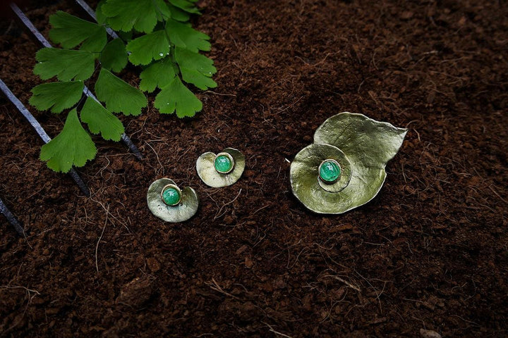 Spiral Geranium Earrings with Emeralds - Michael Michaud Jewellery