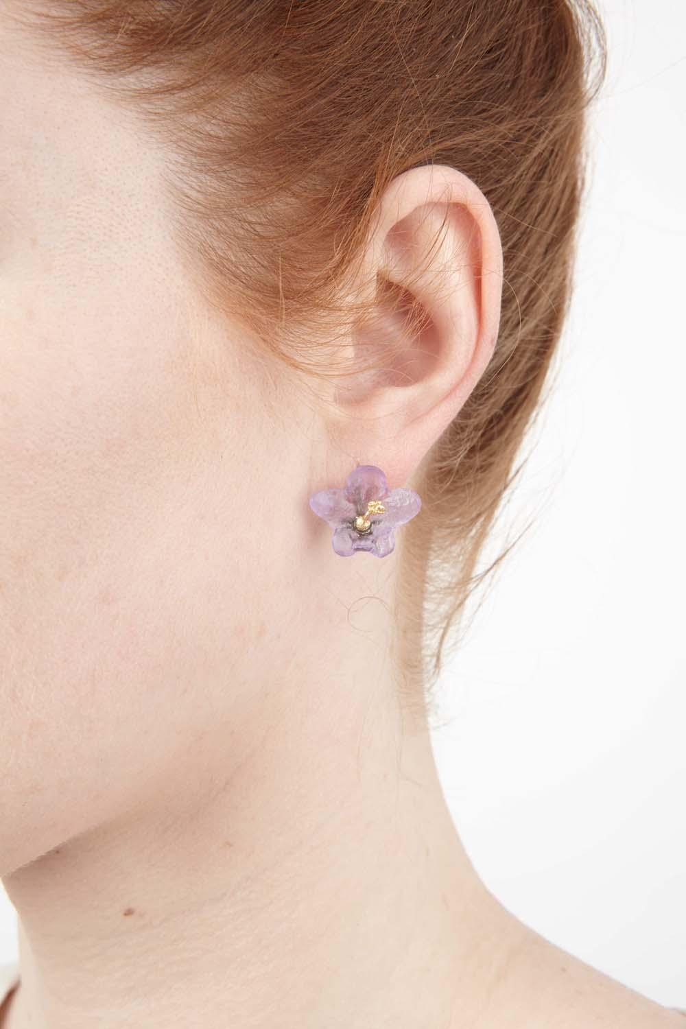 African Violet Earring - Post - Michael Michaud Jewellery