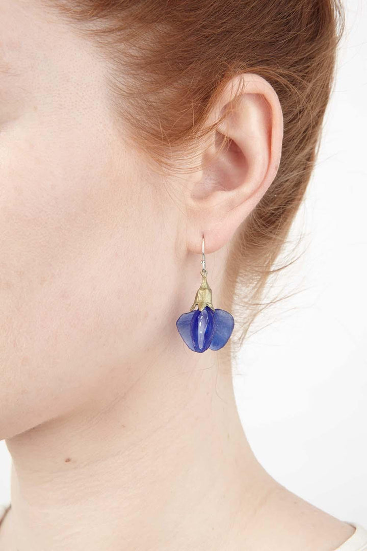 False Indigo Earring - Glass Blossom Wire - Michael Michaud Jewellery