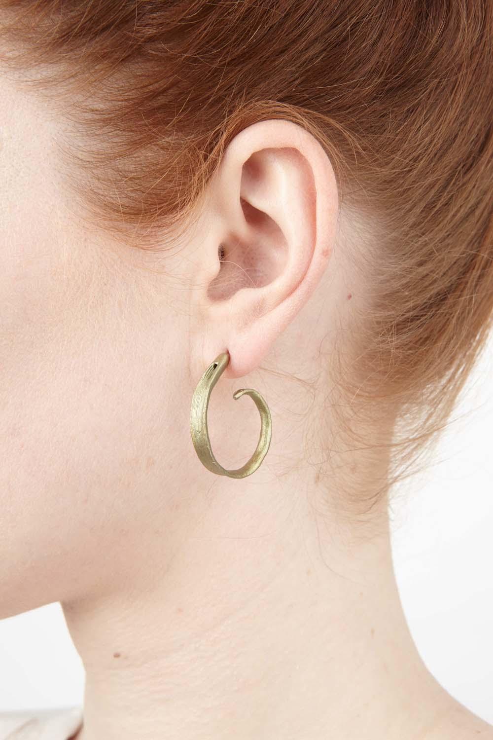 Rice Earrings - Leaf Hoop Post - Michael Michaud Jewellery
