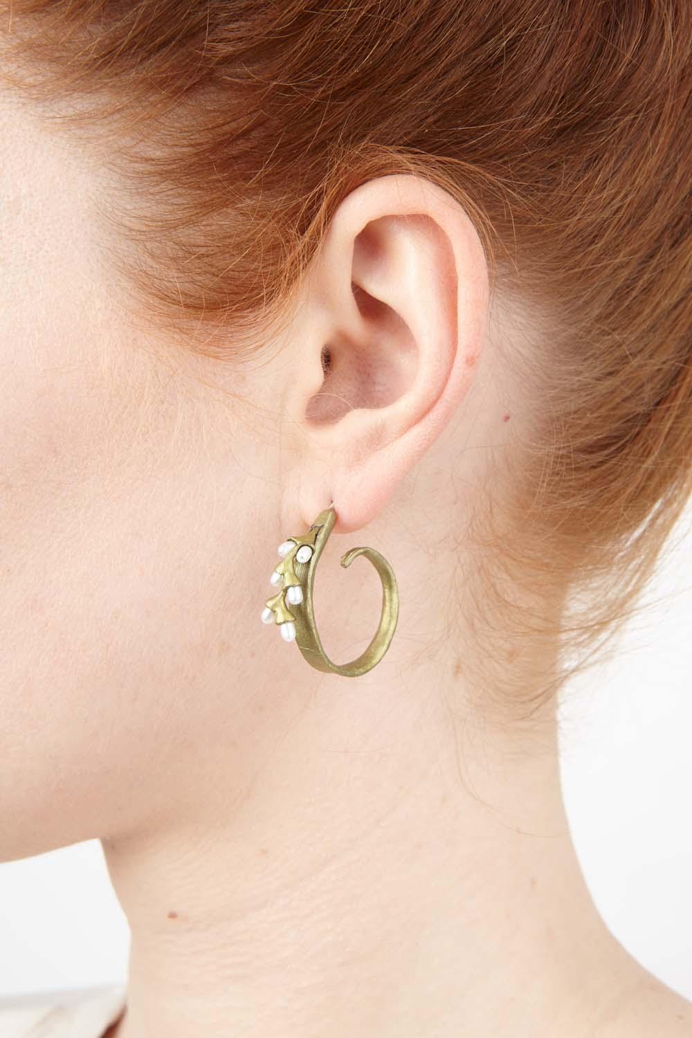 Rice Earrings - Pearl Hoop Post - Michael Michaud Jewellery