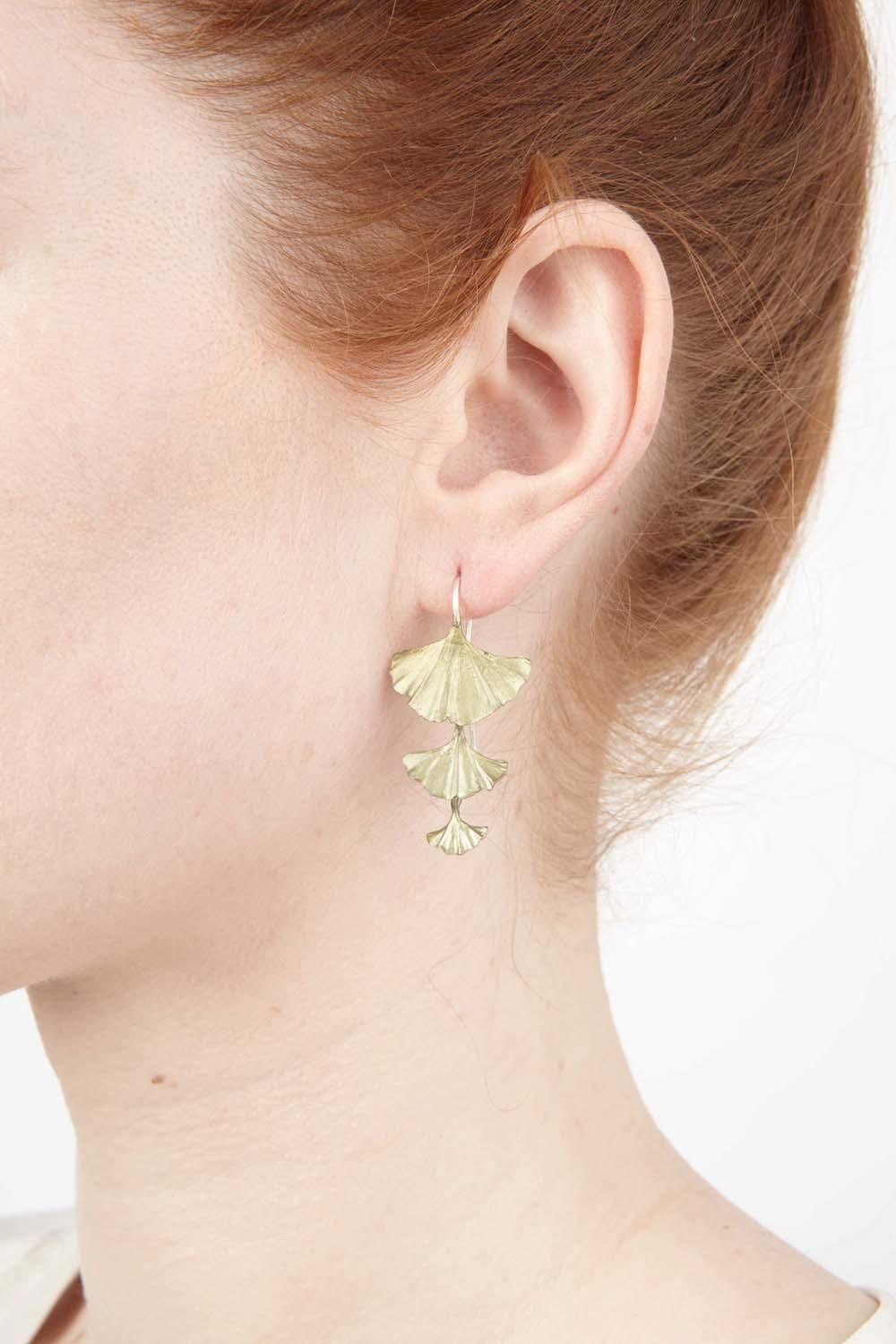 Ginkgo Earrings - Triple Leaf - Michael Michaud Jewellery