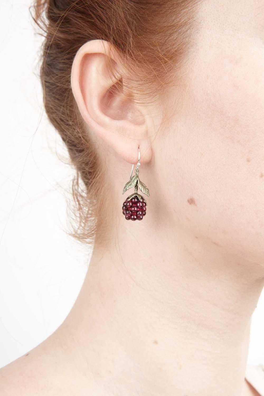 Raspberry Earrings - Wire Drop - Michael Michaud Jewellery