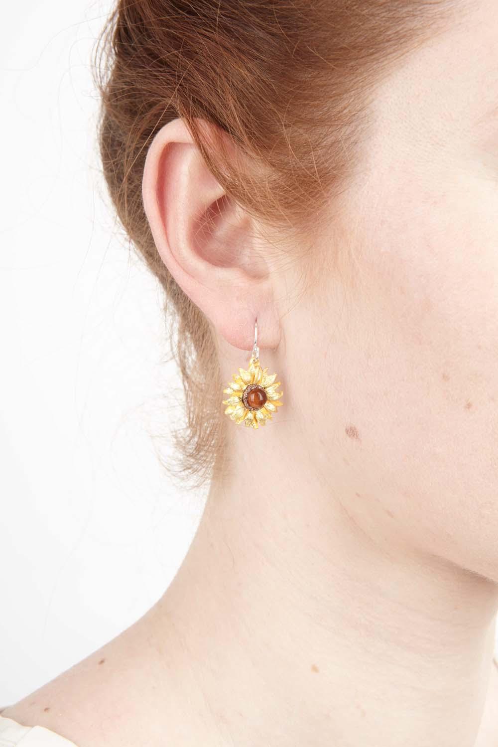 Van Gogh Sunflower Earrings - Wire - Michael Michaud Jewellery