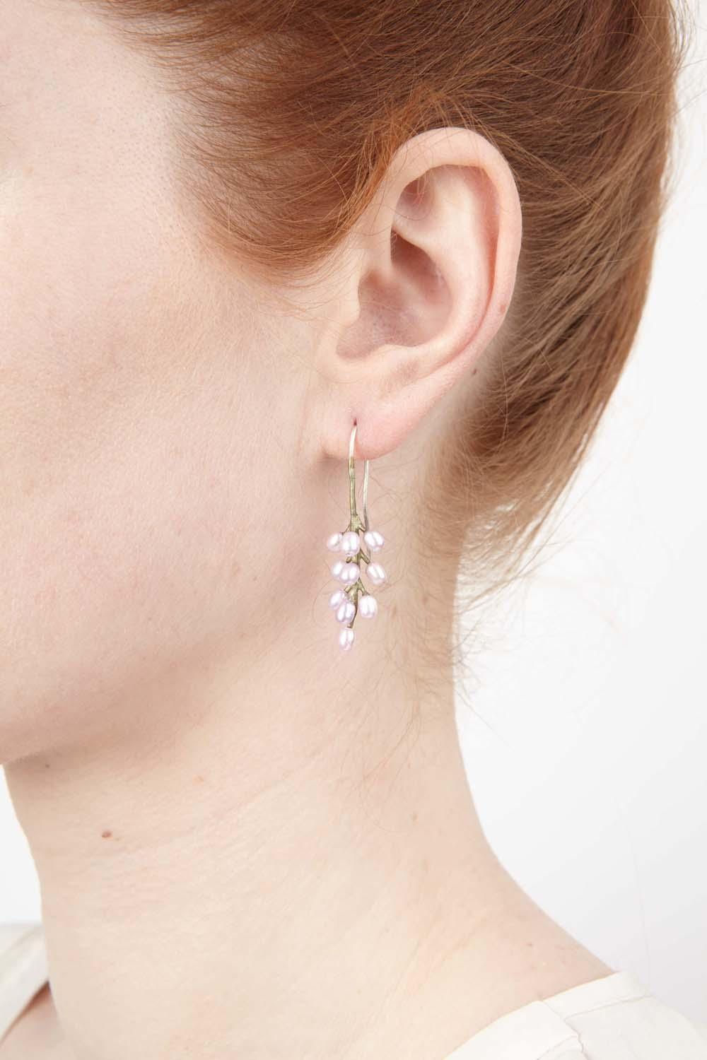 French Lavender Earrings - All Pearl Wire Drop - Michael Michaud Jewellery