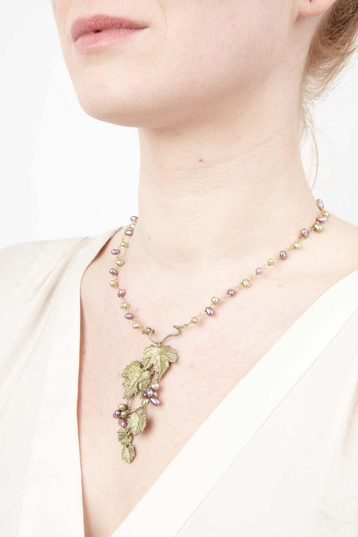 Grape Vines Necklace - Single Pearl - Michael Michaud Jewellery