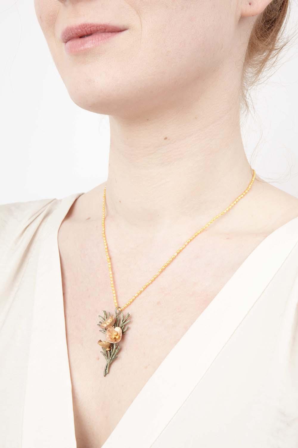 California Poppy Pendant - Three Flowers - Michael Michaud Jewellery