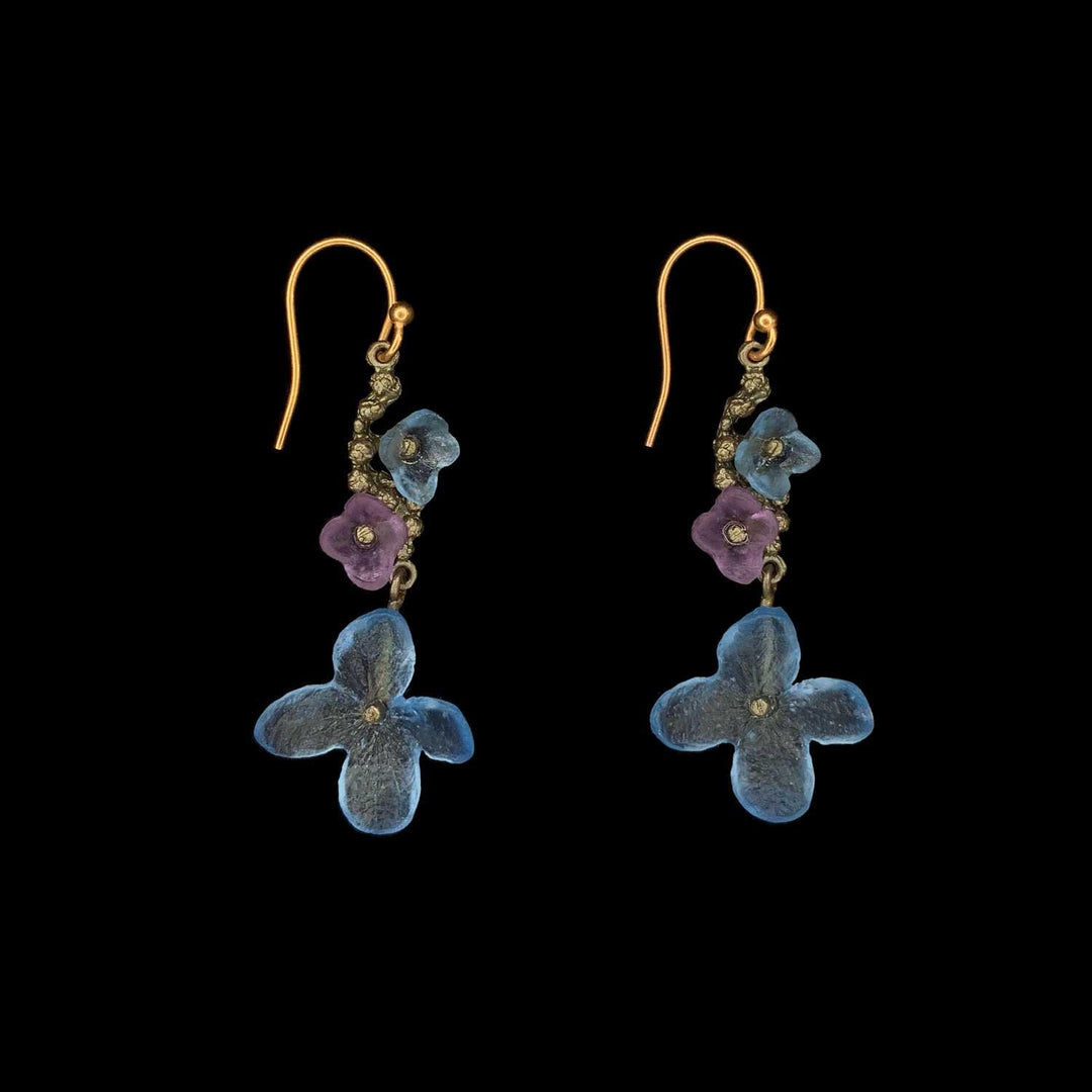 Hydrangea Teller Blue Earrings - Wire Drop - Michael Michaud Jewellery