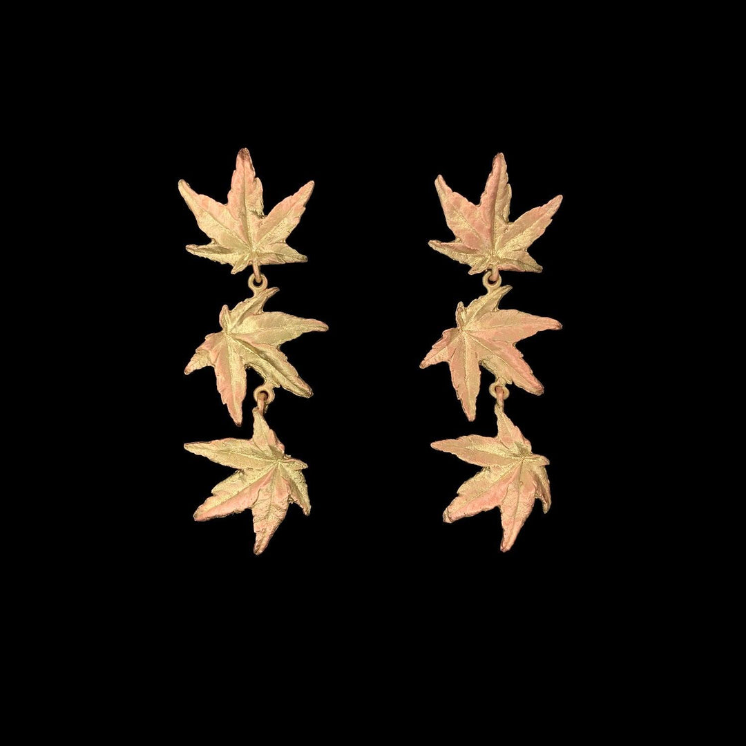 Japanese Maple Earrings - Long Leaf Drop - Michael Michaud Jewellery