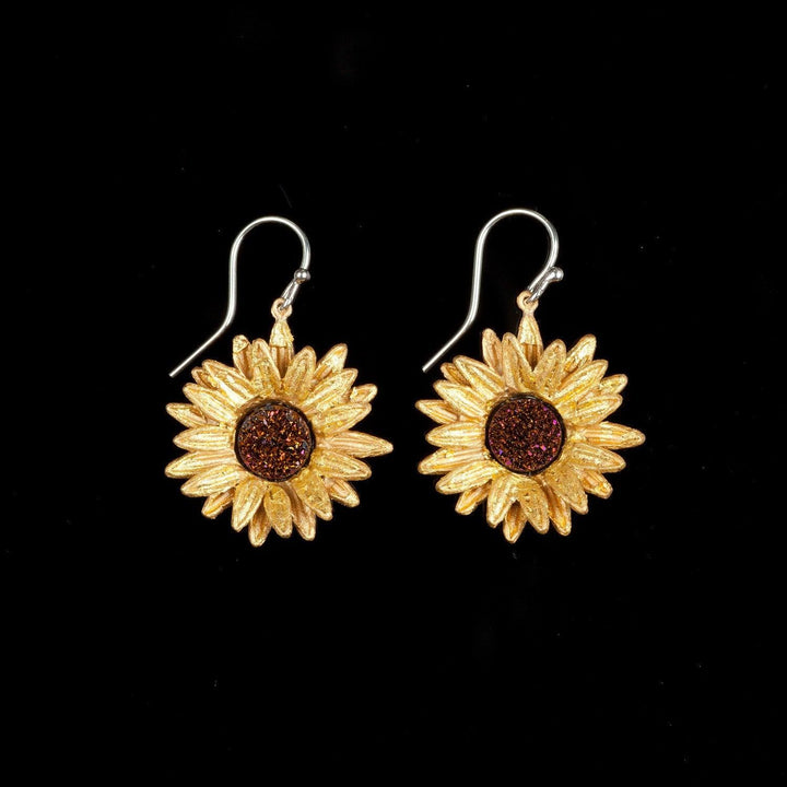 Sunflower Earrings - Wire Drop - Michael Michaud Jewellery