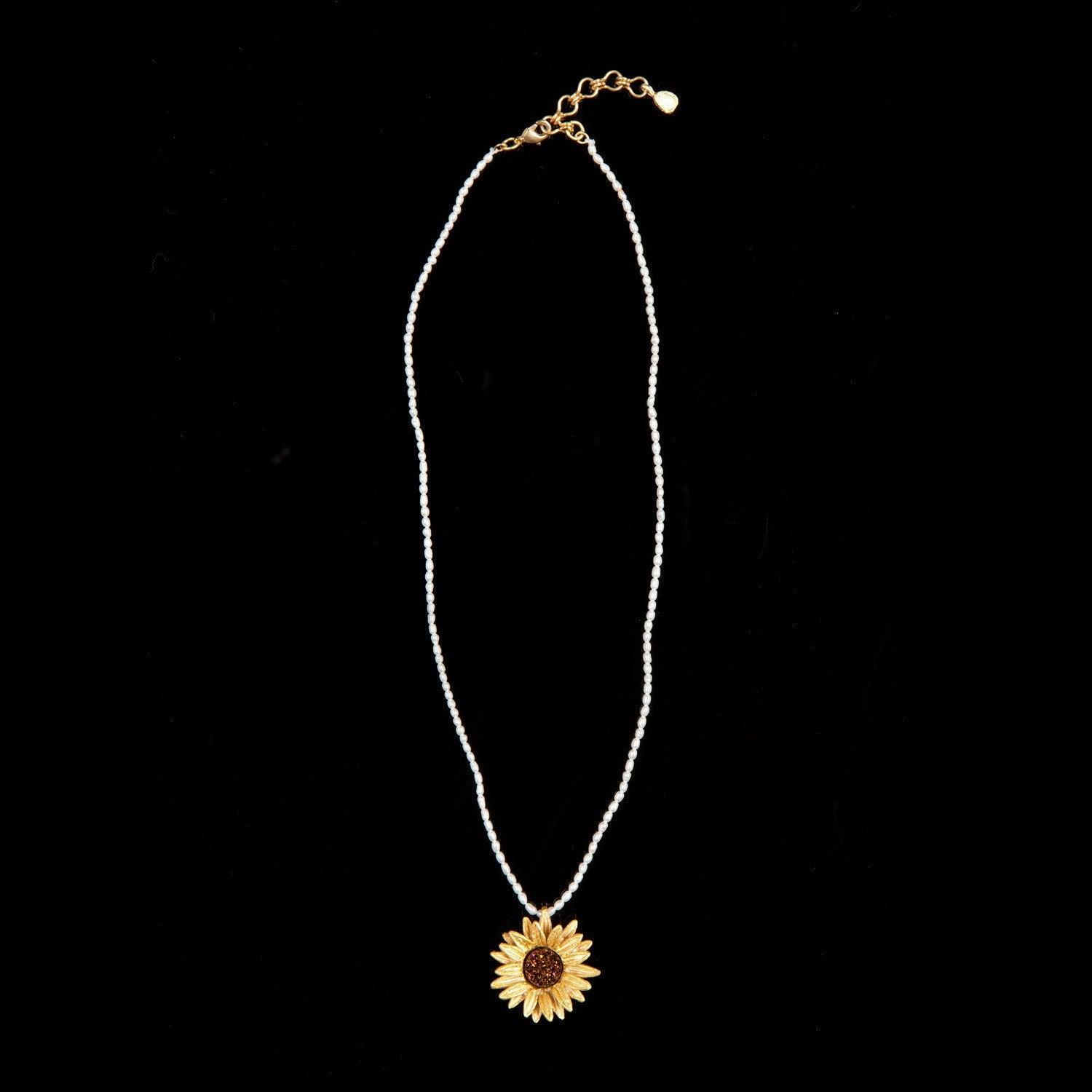 Sunflower Pendant White Pearls - Michael Michaud Jewellery