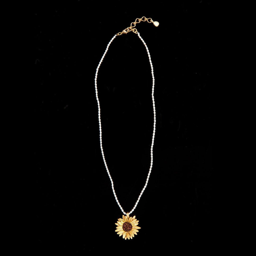 Sunflower Pendant White Pearls - Michael Michaud Jewellery