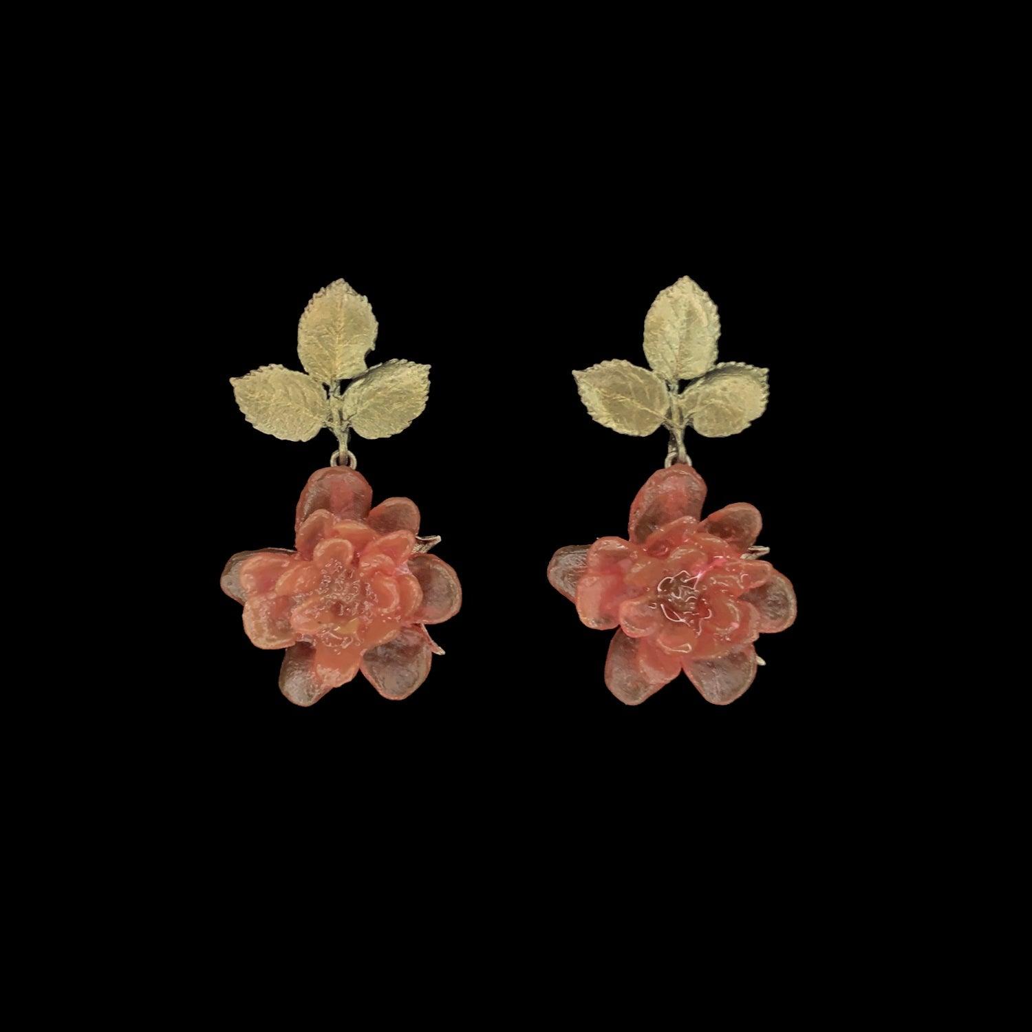 Red Rose Earrings - Post Drop - Michael Michaud Jewellery