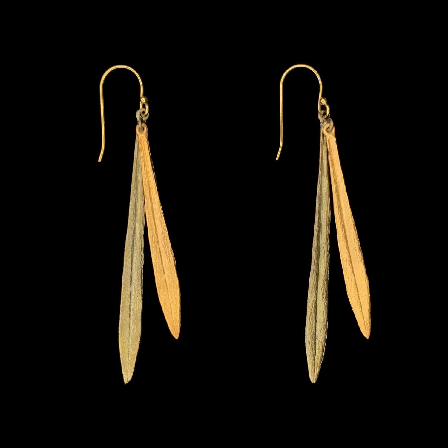 Leaf and Bud Earrings - Long Wire - Michael Michaud Jewellery