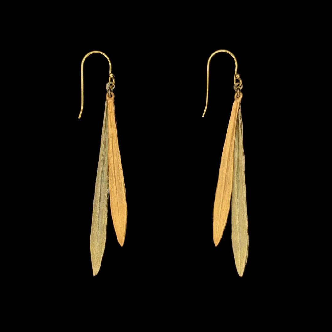 Leaf and Bud Earrings - Long Wire - Michael Michaud Jewellery