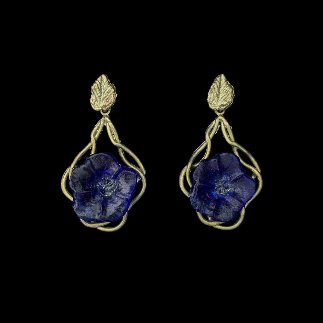 Morning Glory Earrings - Navy Blue Flower - Michael Michaud Jewellery