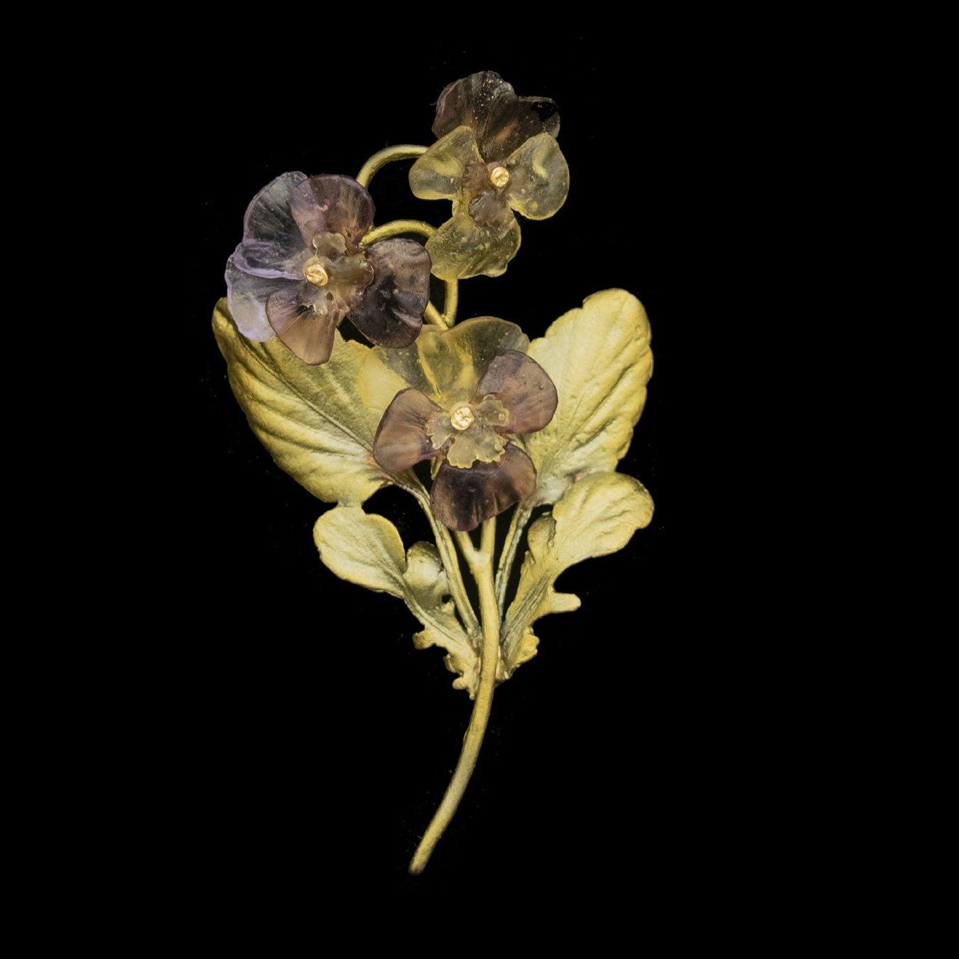 Pansies Brooch - Three Flowers - Michael Michaud Jewellery