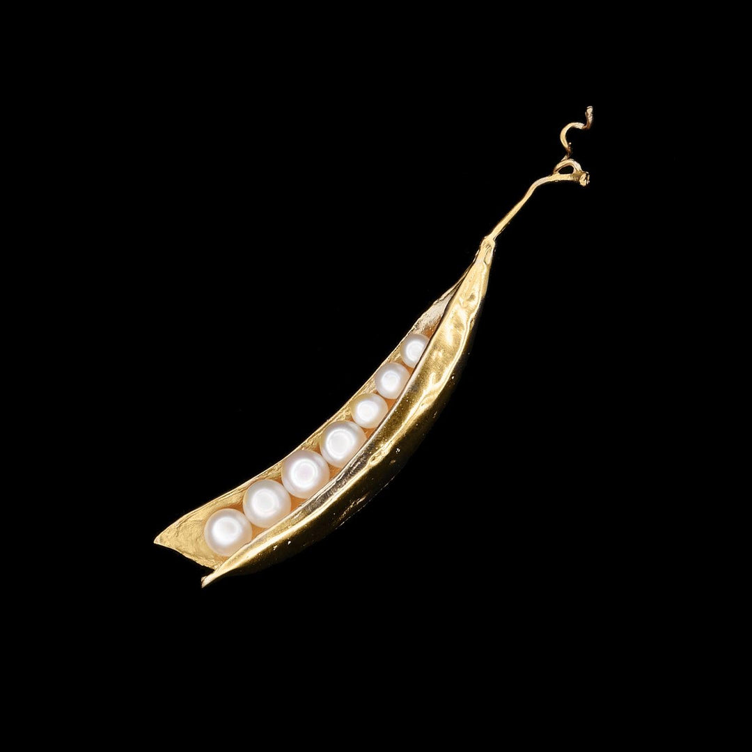 Fine Pea Pod Brooch - 7 Pearls - Michael Michaud Jewellery