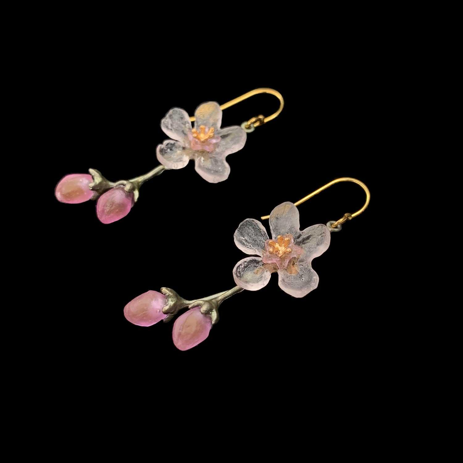 Peach Blossom Earrings - Flower Drop Wire - Michael Michaud Jewellery