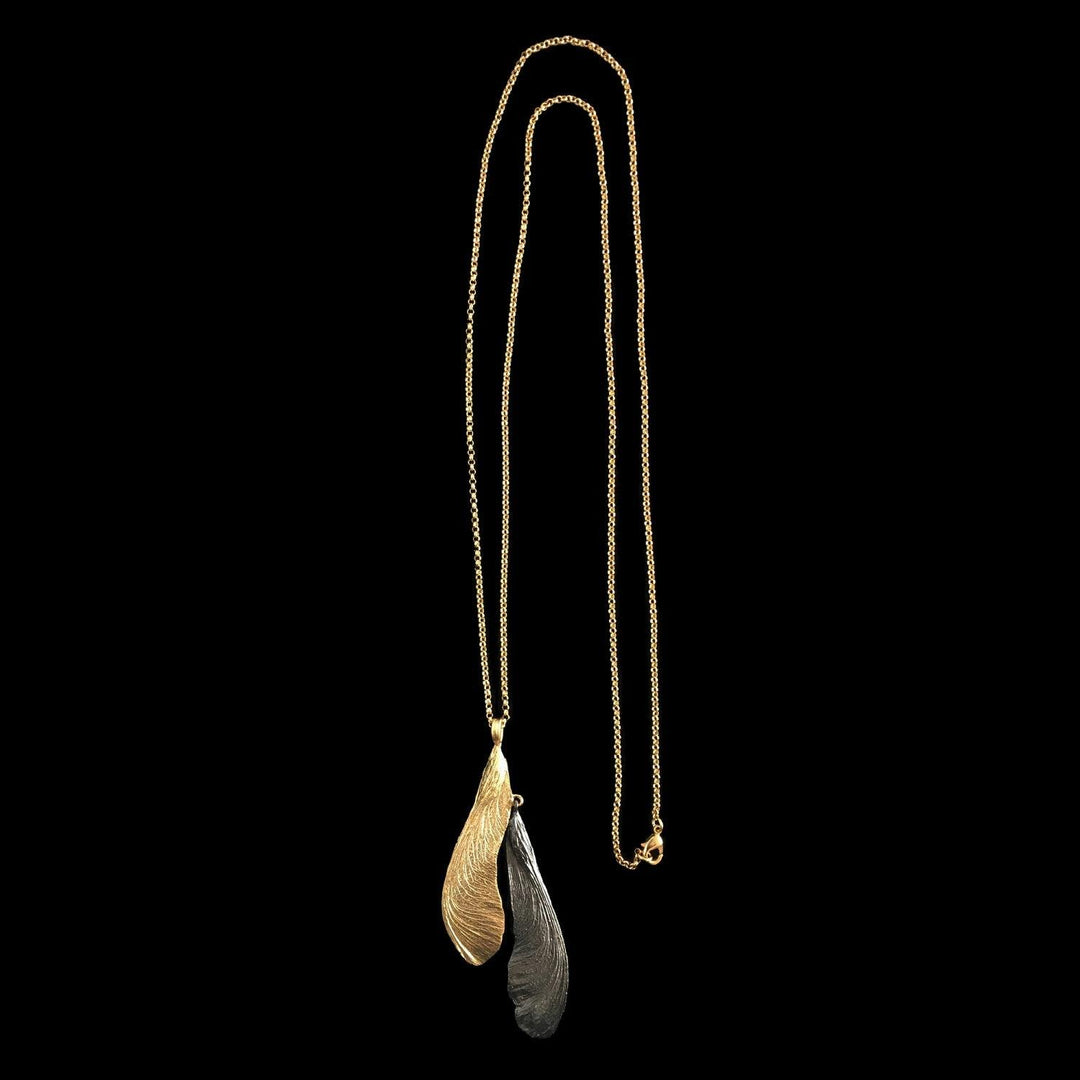 Samara Necklace - 36" Long Two Tone Double Gunmetal/Gold - Michael Michaud Jewellery