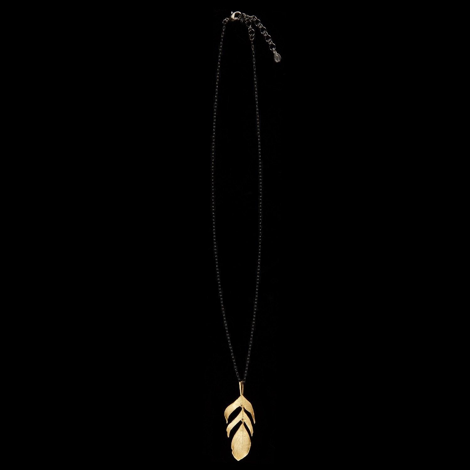 Feather Pendant - 20" Dangle Gold - Michael Michaud Jewellery