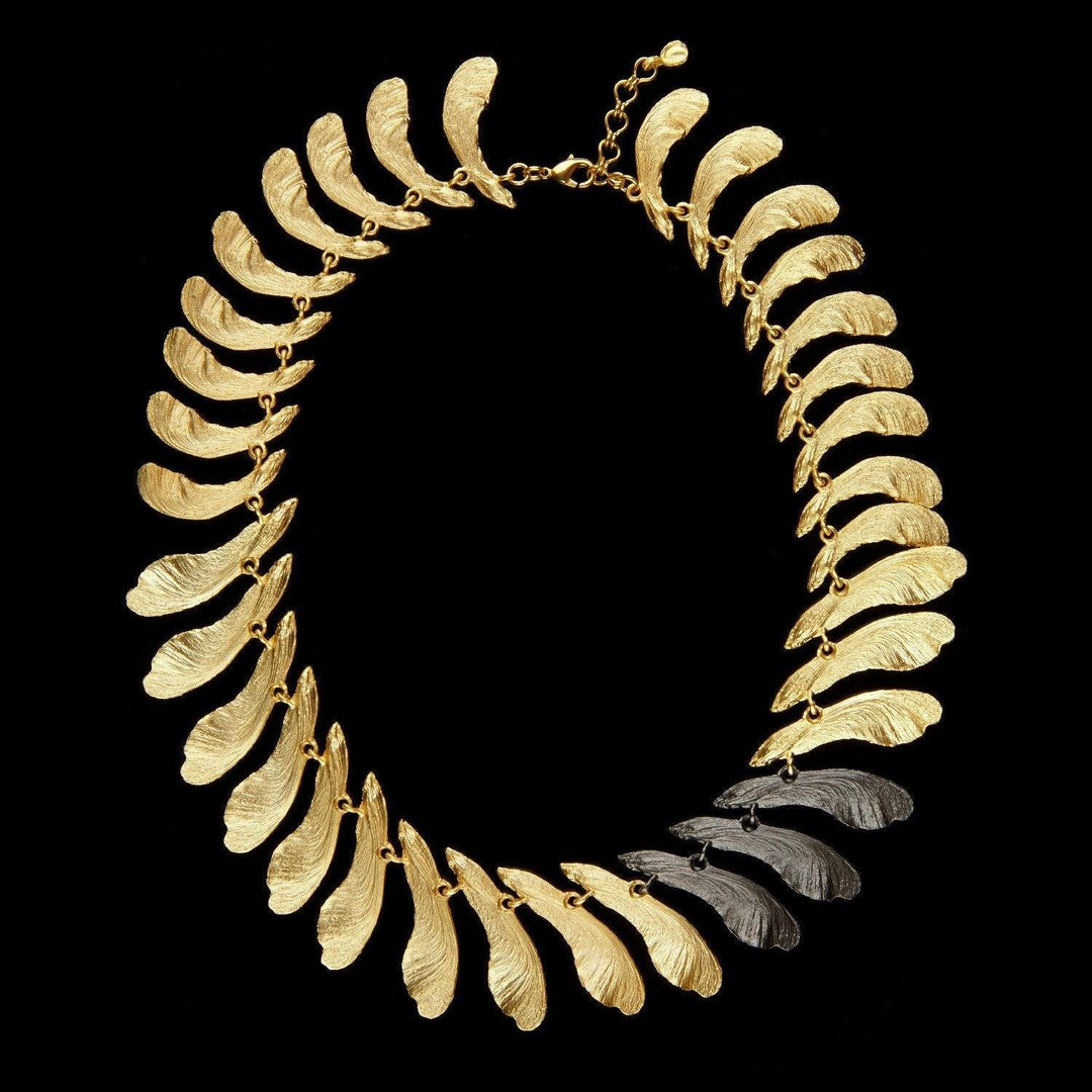 Samara Necklace - Small Two Tone Contour Gunmetal/Gold - Michael Michaud Jewellery