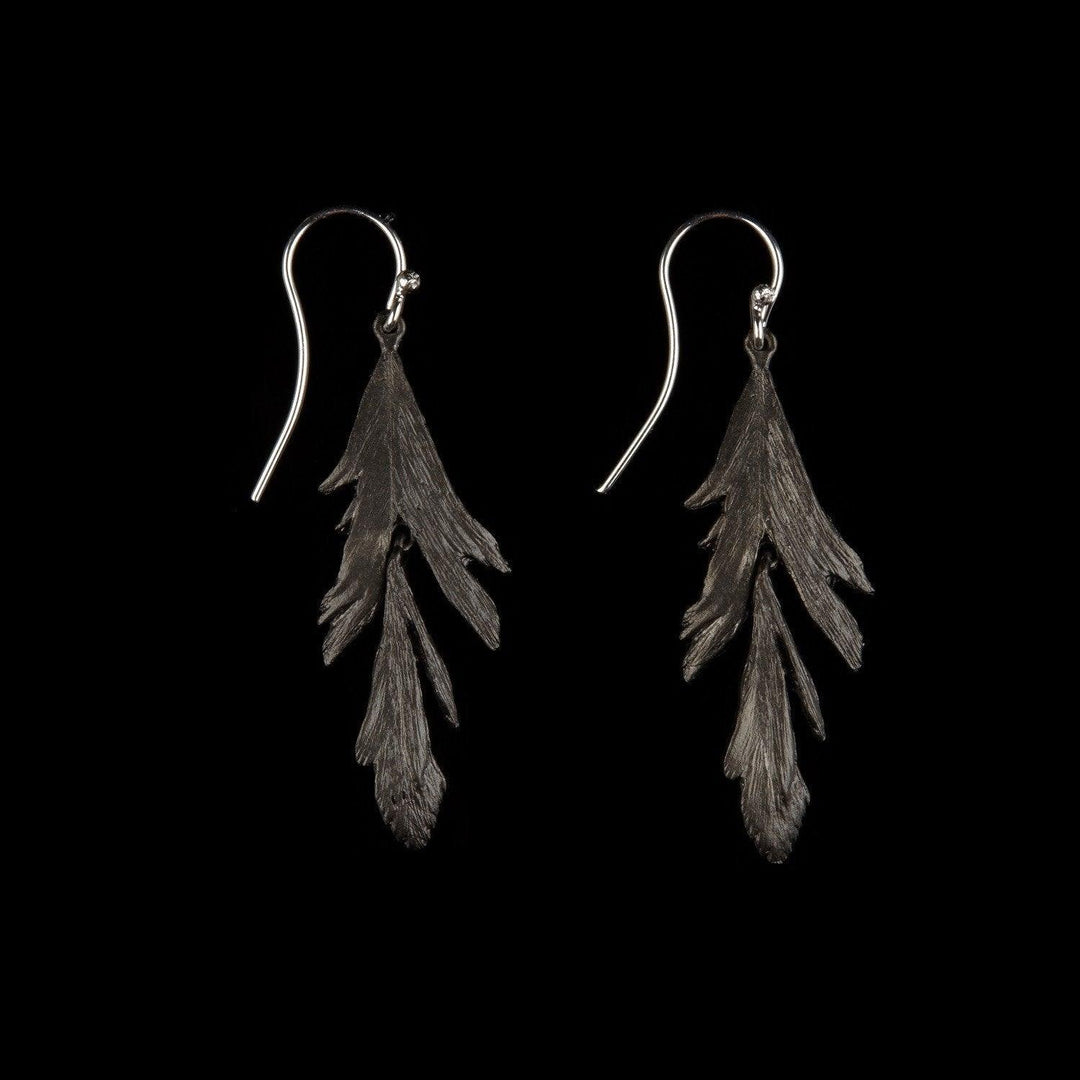 Feather Earring - Dangle Wire Gunmetal - Michael Michaud Jewellery