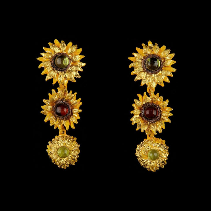 Van Gogh Sunflower Earrings - Drop Post - Michael Michaud Jewellery