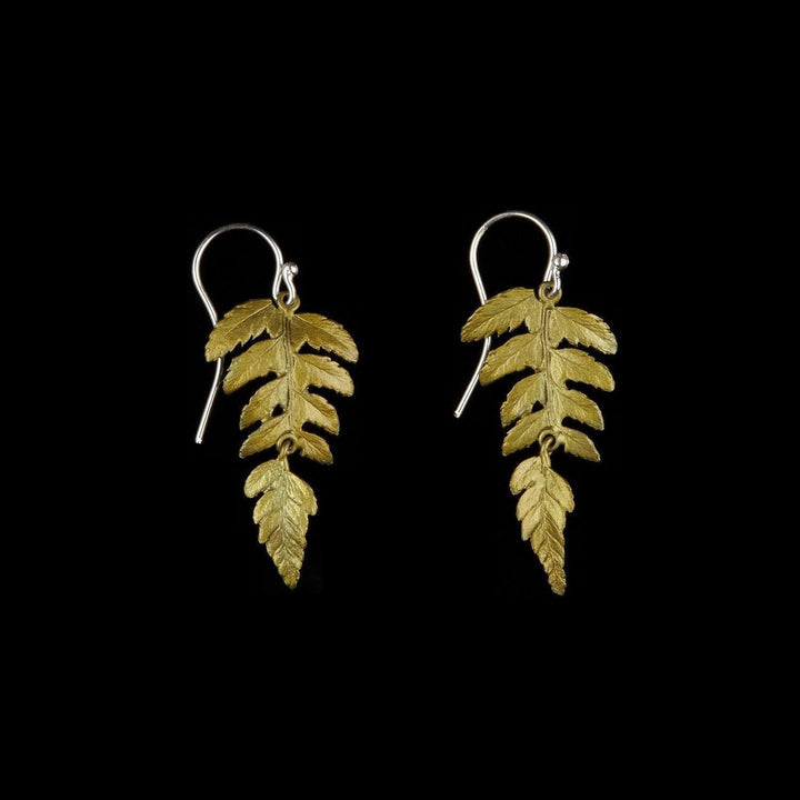 Fern Earrings - Large Single Leaf Wire - Michael Michaud Jewellery