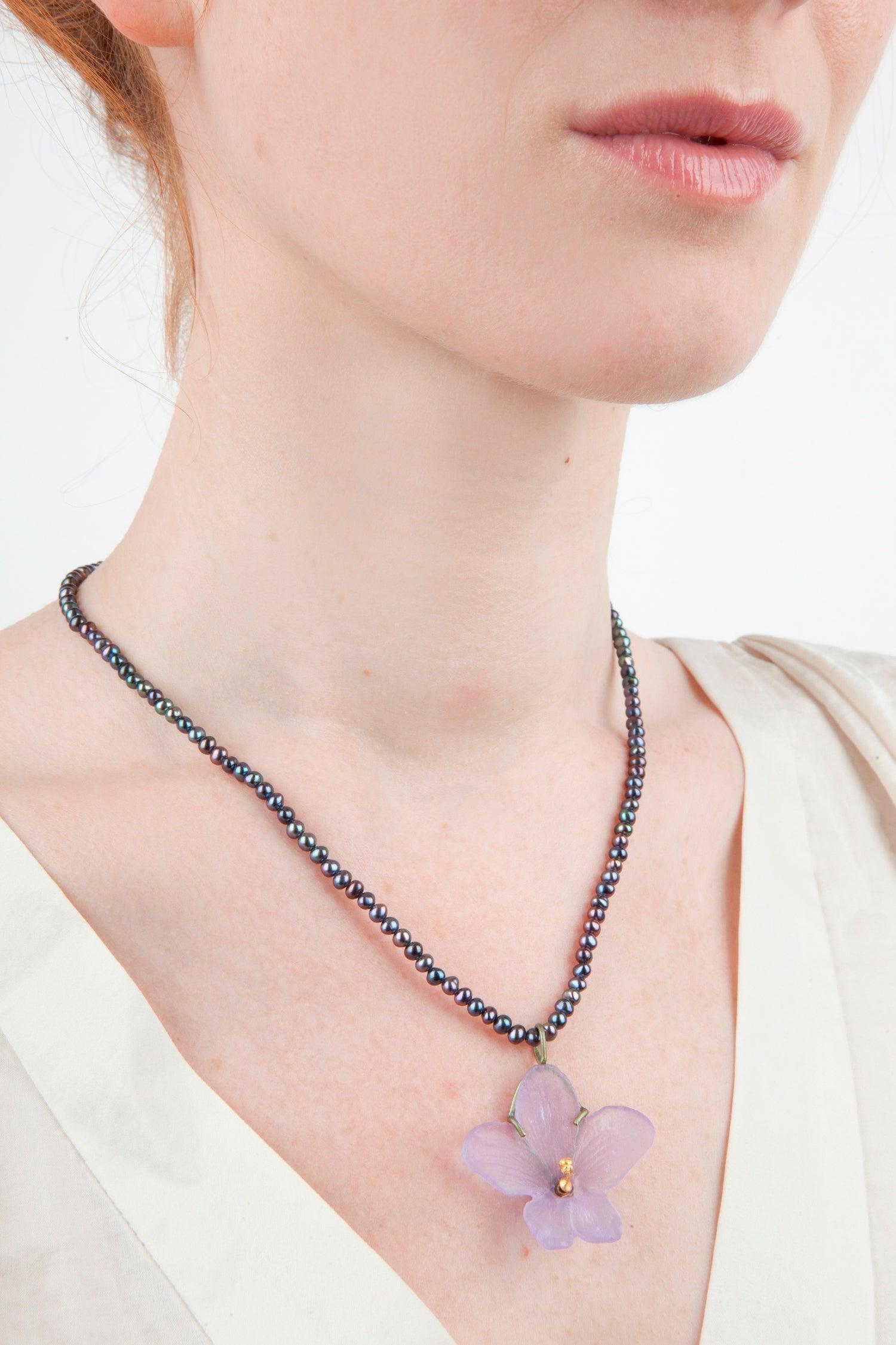 African Violet Pendant - Pearl - Michael Michaud Jewellery