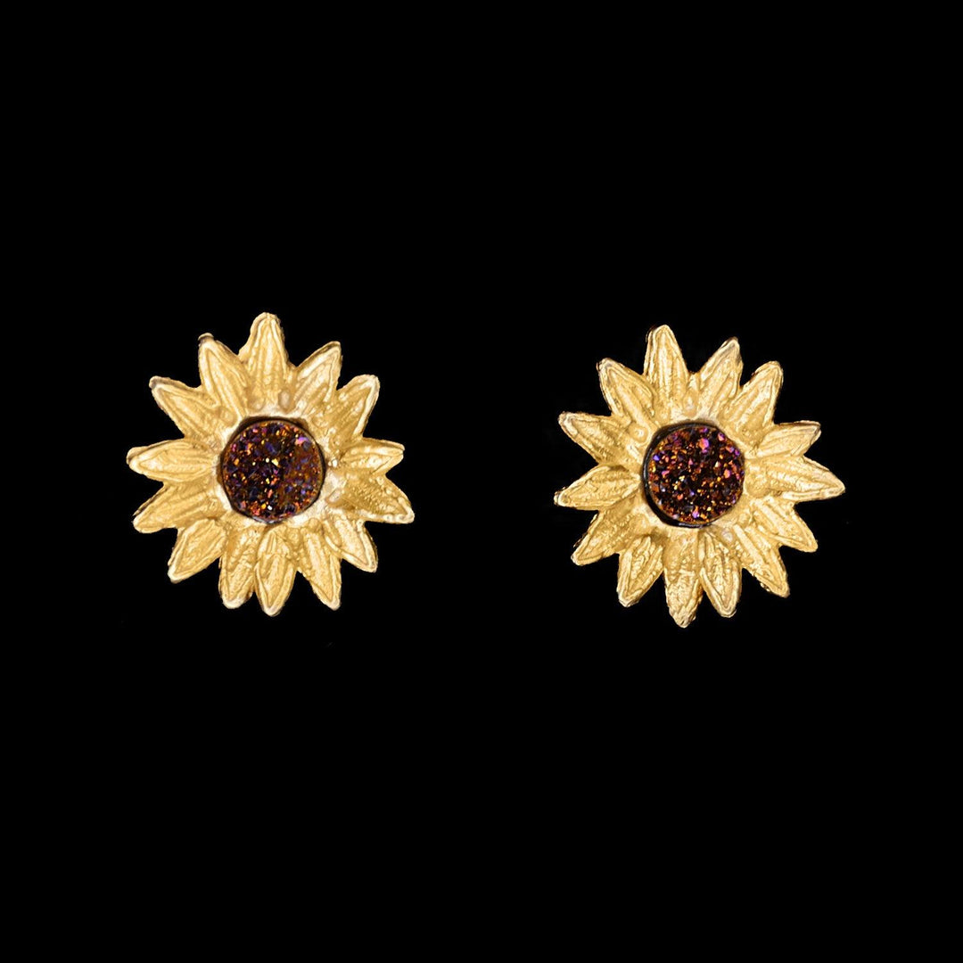 Fine Sunflower Earrings - Post - Michael Michaud Jewellery