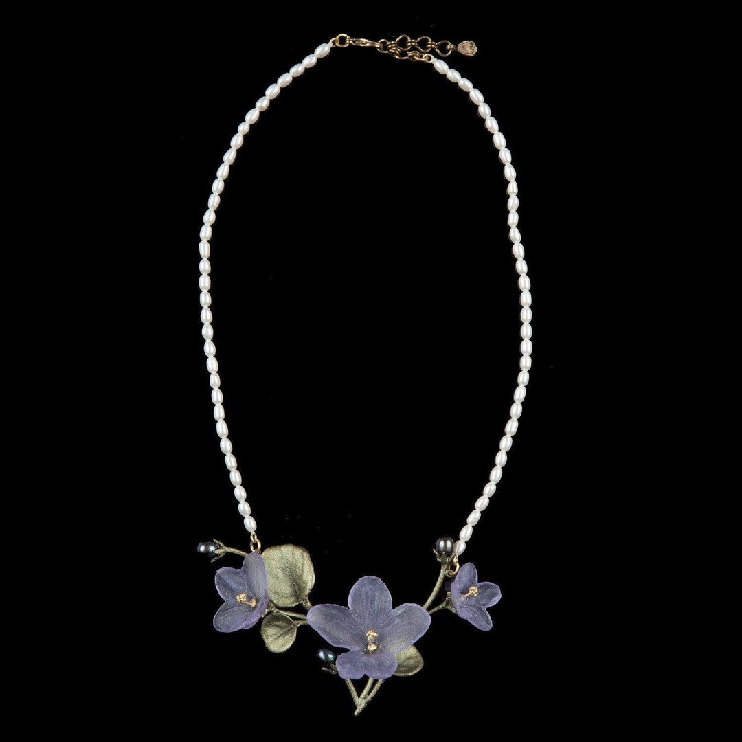 African Violet Necklace - Pearl Leaves - Michael Michaud Jewellery