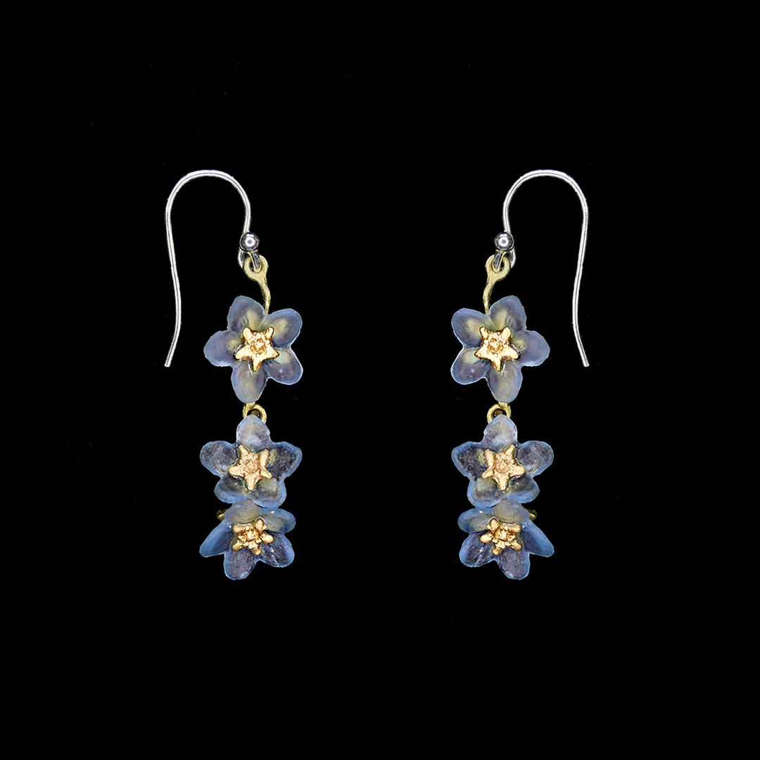 Forget Me Not Earrings - Triple Flower Wire - Michael Michaud Jewellery