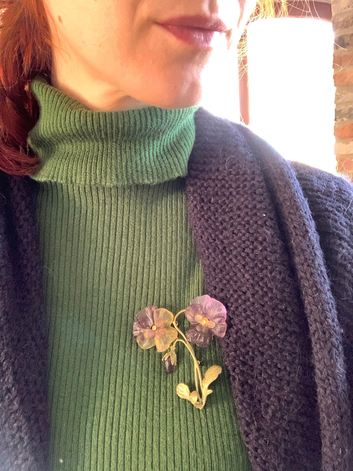 Pansies Brooch - Two Flowers - Michael Michaud Jewellery