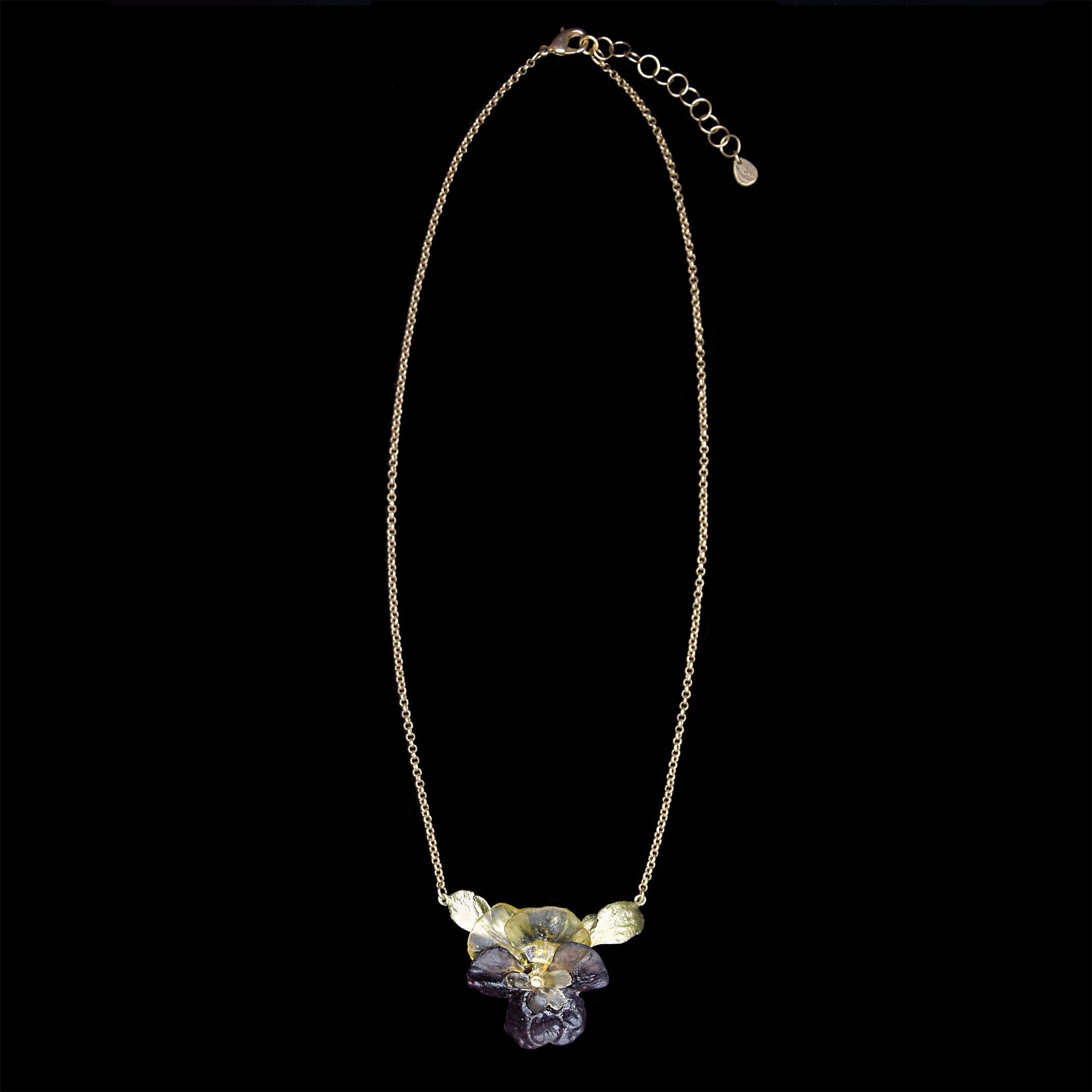 Pansies Pendant - Flower Leaf - Michael Michaud Jewellery