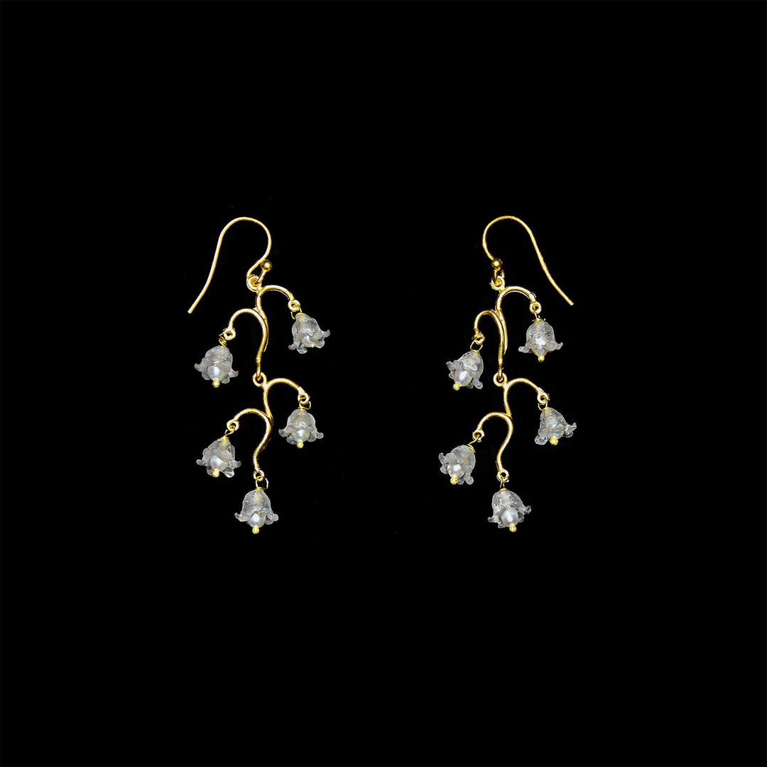 Fine Lily of the Valley Earrings - Long Wire - Michael Michaud Jewellery