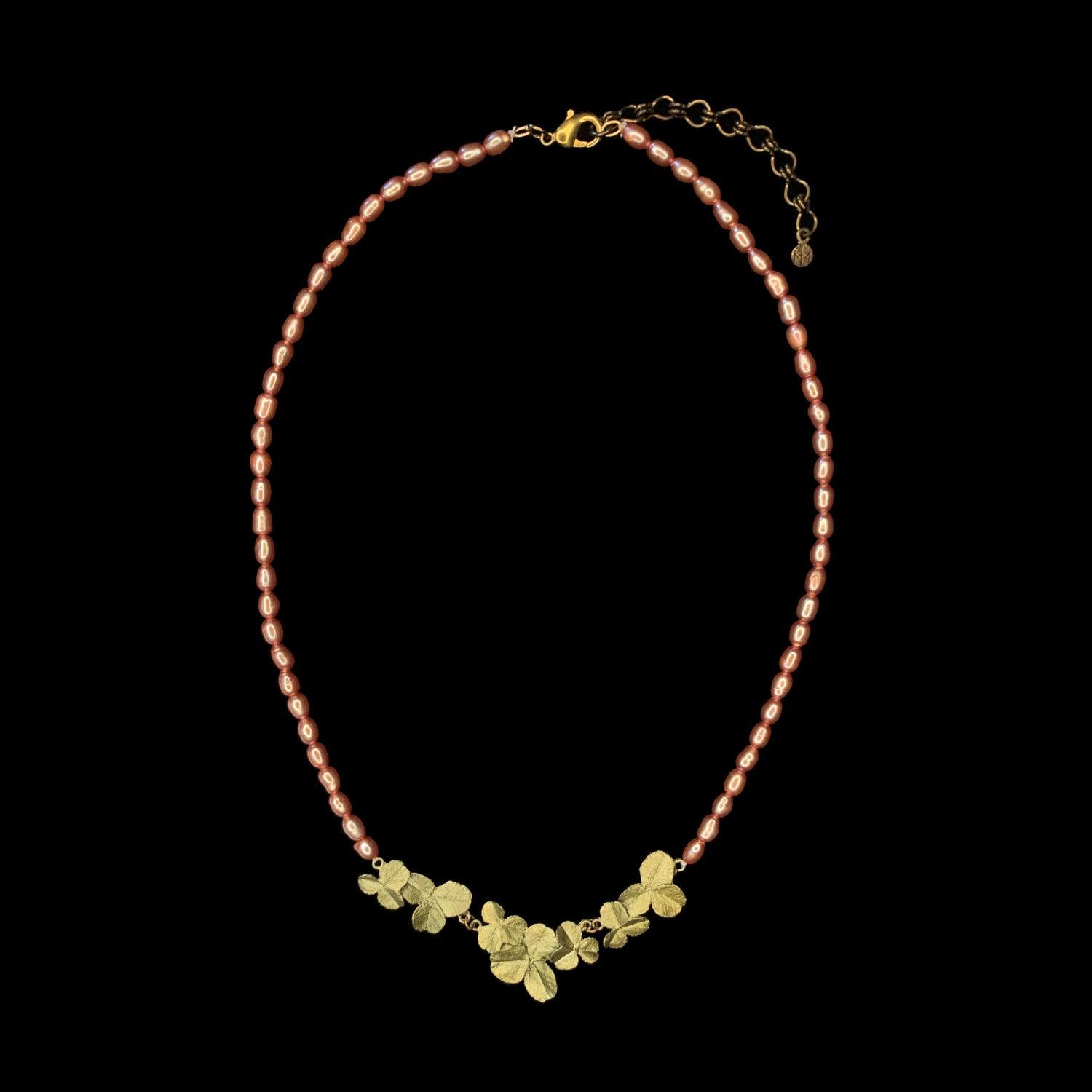 Clover Necklace - Pink Pearls - Michael Michaud Jewellery