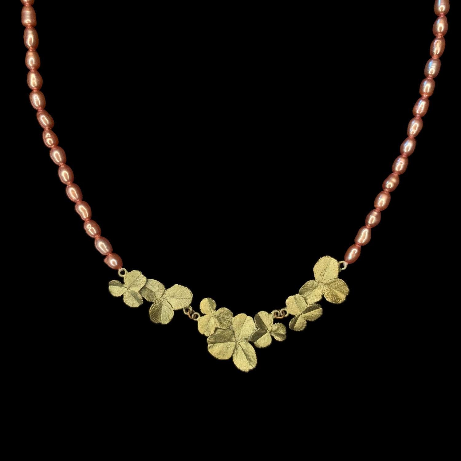 Clover Necklace - Pink Pearls - Michael Michaud Jewellery